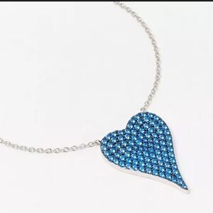 Diamonique x Jennifer Miller Signature Boxed Blue Pave Large Heart Necklace